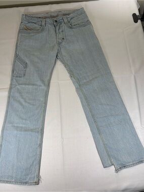 Diesel Men’s 32 Light Wash Distressed Straight Leg Jeans Y2K